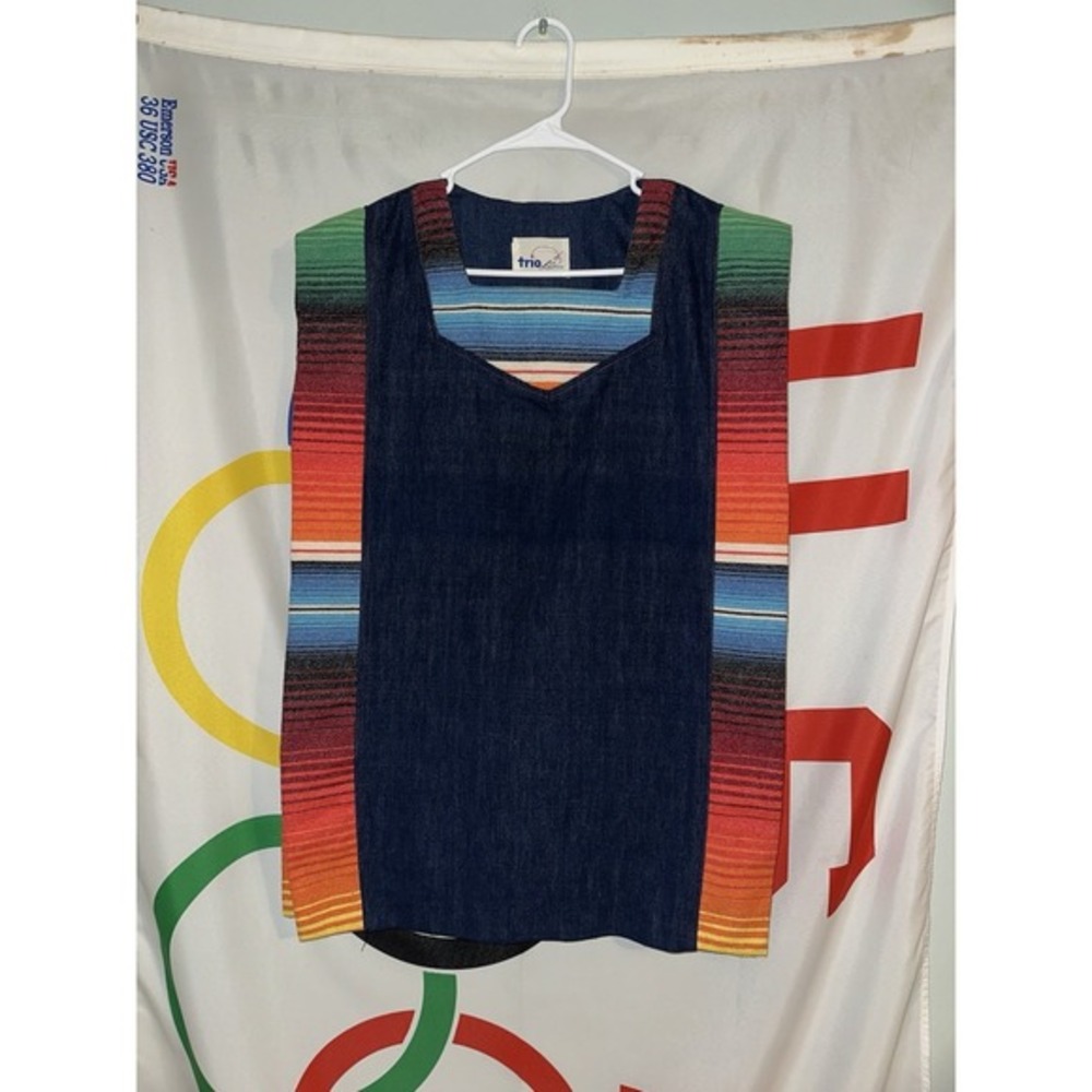 Vintage Trio of‎ Dallas Denim Poncho Womens One Size Southwestern Aztec 80s 90s